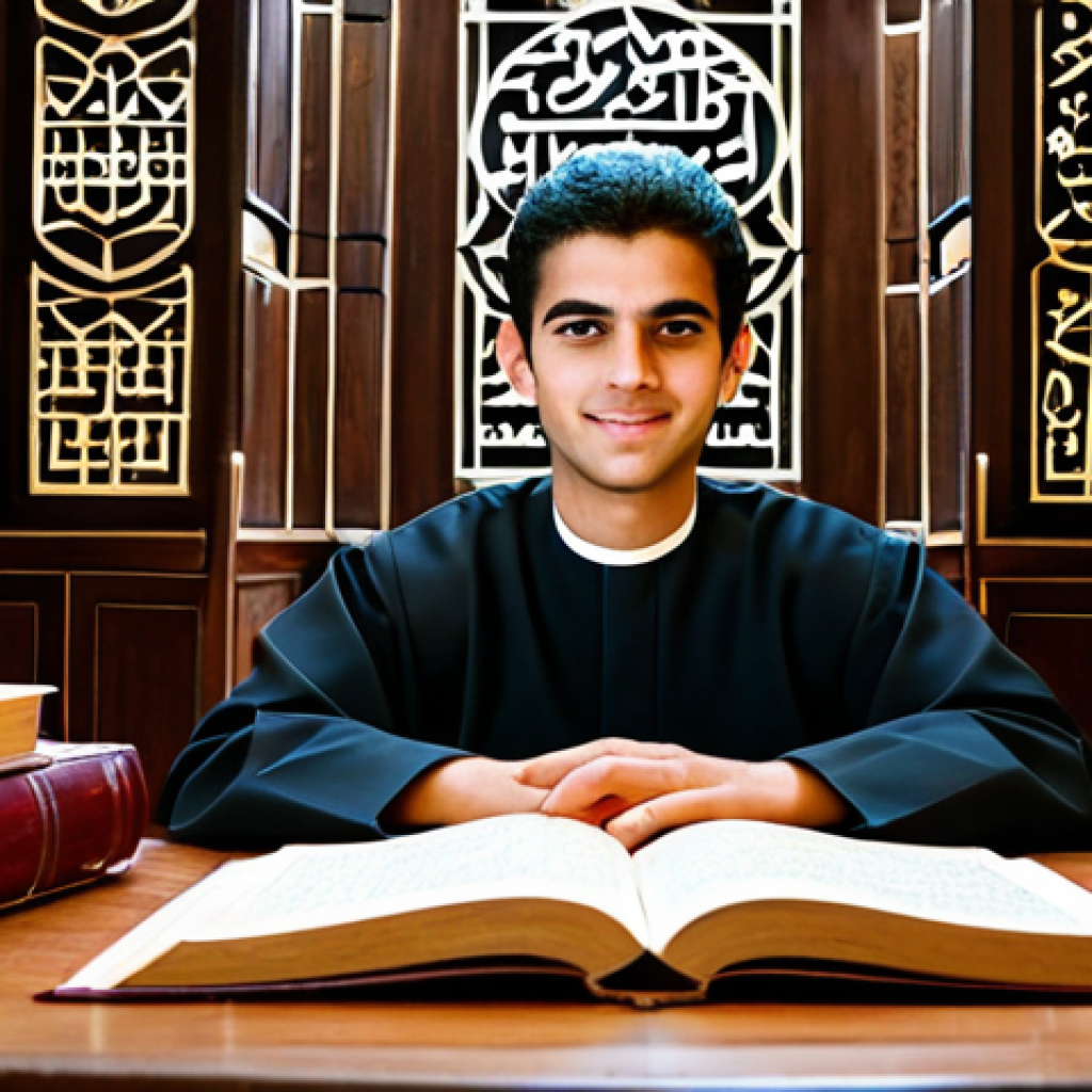 법학 이론 심화 학습법 - From Rote Memorization to Deep Understanding**
A young, determined Arab law student, dressed in smar...