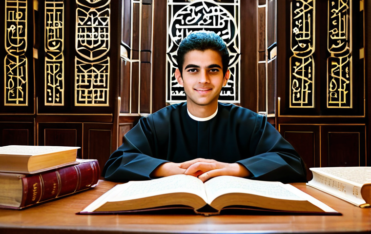 법학 이론 심화 학습법 - From Rote Memorization to Deep Understanding**
A young, determined Arab law student, dressed in smar...
