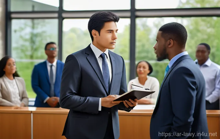 변호사와 공익 소송 경험 - **A Compassionate Public Interest Lawyer and Community**
    A highly detailed, realistic image of a...