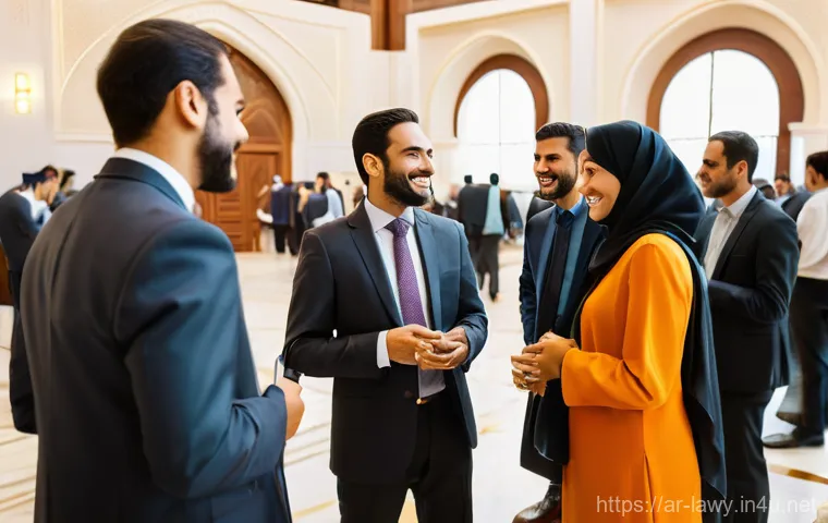 변호사 초기 커리어 전략 - A sophisticated, modern law office interior in a major Arab city, such as Dubai or Riyadh. The scene...
